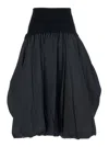 Simkhai Black Midi Skirt With Elastic Waist And Draped Design In Viscose Woman In Black