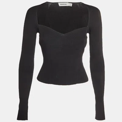 Pre-owned Simkhai Black Rib Knit Giuliana Sweetheart Top S