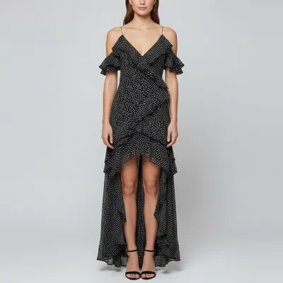 Pre-owned Simkhai Black Speckle Print Chiffon Asymmetric Midi Dress S