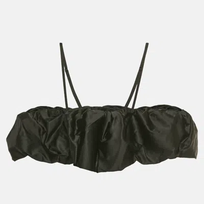 Pre-owned Simkhai Black Taffeta Ruffled Leonora Corset Top S