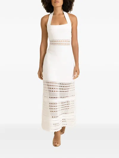 Simkhai Blayne Embroidered Halterneck Maxi Dress In White