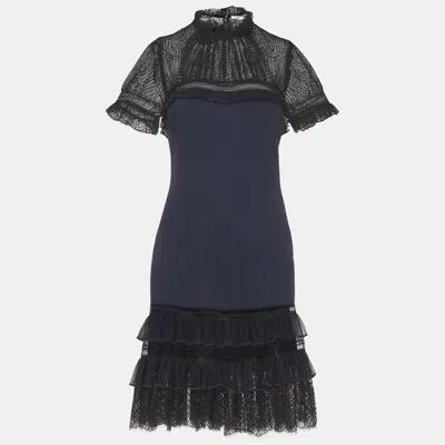Pre-owned Simkhai Blue Tulle And Crepe Mini Dress S