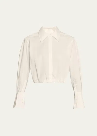 Simkhai Blythe Cotton Poplin Button-front Crop Shirt In White