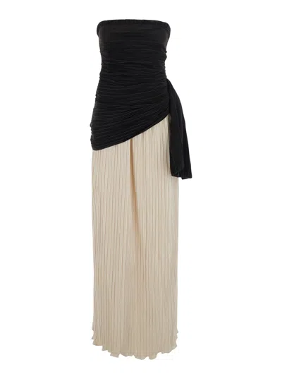 Simkhai Boat Neck Sleeveless Long Dress With All-over Pleats And Waist Knot In Pink