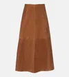 Simkhai Bonnie Suede Midi Skirt In Brown