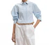 Simkhai Boone Combo Shirt In Hydrangea Blue Stripe In Multi