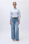Simkhai Boone Combo Shirt In Hydrangea Blue Stripe In Blue