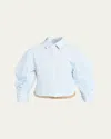 Simkhai Boone Combo Shirt In Hydrangea Blue Stripe In Blue