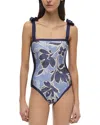 Simkhai Bow-strap One-piece Swimsuit In Blue Hydrangea Floral