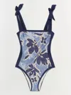 Simkhai Bow-strap One-piece Swimsuit In Blau