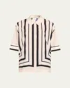 Simkhai Stripe Bowman Oversized Shirt In Pink