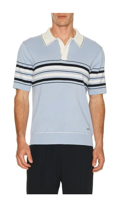 Simkhai Mens Periwinkle Sky Multi Brandon Popver Cotton Polo Shirt Xxl In Blue
