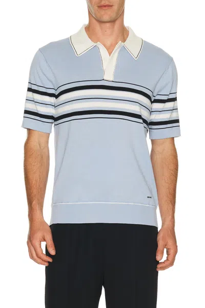 Simkhai Mens Periwinkle Sky Multi Brandon Popver Cotton Polo Shirt Xxl In Blue