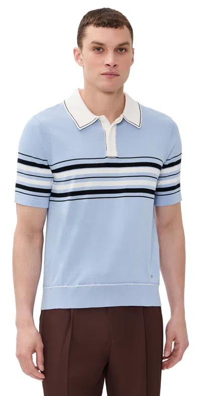Simkhai Mens Periwinkle Sky Multi Brandon Popver Cotton Polo Shirt Xxl In Blue