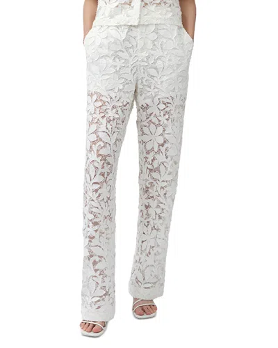 Simkhai Floral Lace Straight Pants In White