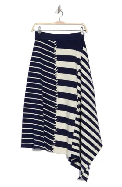 Simkhai Braylon Asymmetric Midi Skirt In Midnight Stripe
