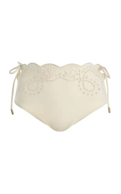 Simkhai Brenna Broderie Angalise Bikini Bottom In White