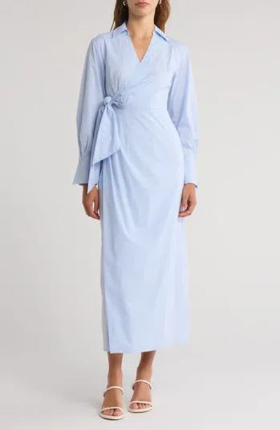 SIMKHAI SIMKHAI BRIAR STRIPE LONG SLEEVE WRAP SHIRTDRESS