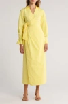 Simkhai Briar Wrap Midi Dress In Yellow