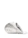 Simkhai Bridget Metal Oyster Shell Clutch Bag In Silver