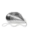 Simkhai Clutch Bridget With Logo Patch And Shell-shaped Design In Metallic Brass For Women In Silver