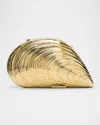 Simkhai Bridget Metal Oyster Shell Clutch In Gold