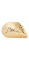 Simkhai Bridget Metal Oyster Shell Clutch Gold