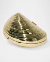Simkhai Bridget Mini Metal Oyster Shell Clutch Bag In Gold