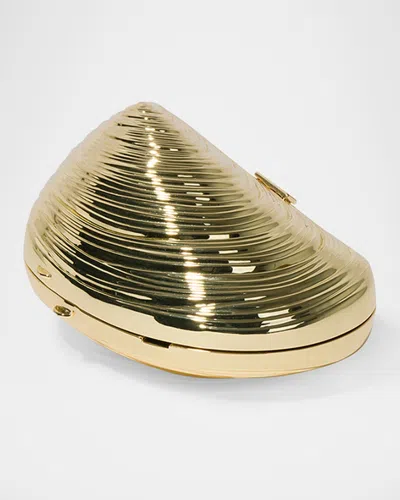 Simkhai Bridget Mini Metal Oyster Shell Clutch Bag In Gold