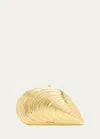 Simkhai Bridget Mini Metal Oyster Shell Clutch Bag In Gold