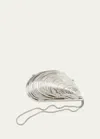 Simkhai Clutch Bridget With Logo Patch And Shell-shaped Design In Metallic Brass For Women In Silver