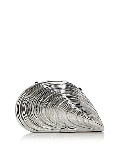 Simkhai Bridget Metal Oyster Shell Clutch Silver One Size