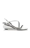 Simkhai Bridget Oyster Shell Wedge Leather Sandals In Silver