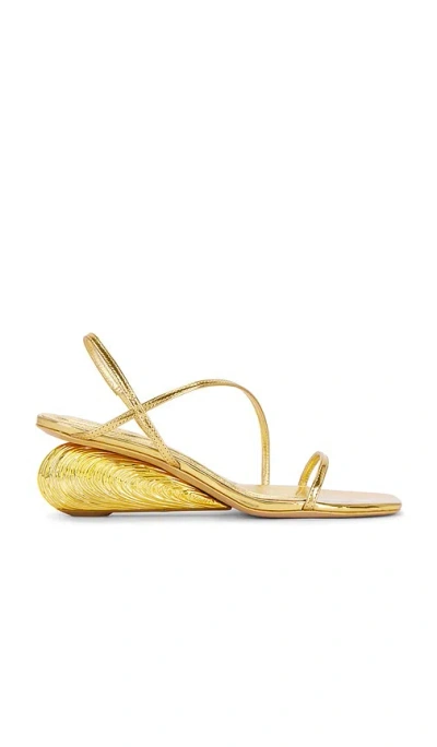 Simkhai Bridget Oyster Shell Wedge Sandal In Metallic Gold