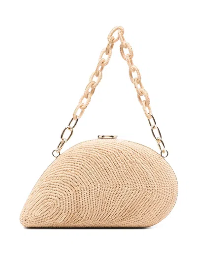 Simkhai Bridget Raffia Chain Clutch Bag In Neutral