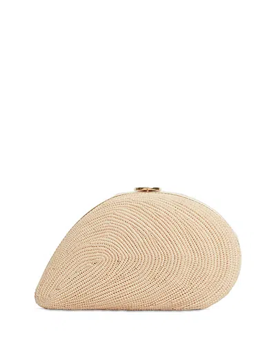 Simkhai Bridget Raffia Oyster Shell Clutch In Brown