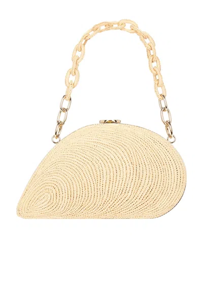 Simkhai Bridget Raffia Oyster Shell Clutch In Brown
