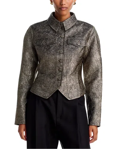 Simkhai Brigitte Satin Button Front Jacket In Gray