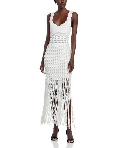 Simkhai Brionne Scalloped Knit Dress In White