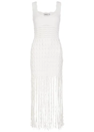 Simkhai Brionne Scalloped Knit Midi Dress In White