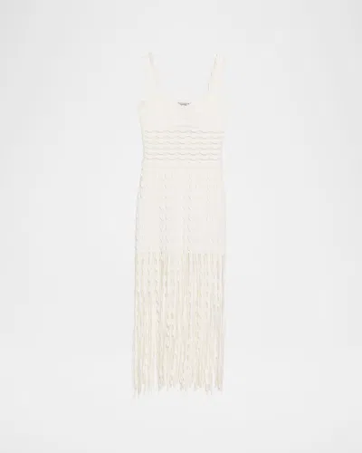 Simkhai Brionne Scalloped Knit Midi Dress In White