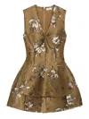 Simkhai Brynelle Floral-jacquard Mini Dress In Brown