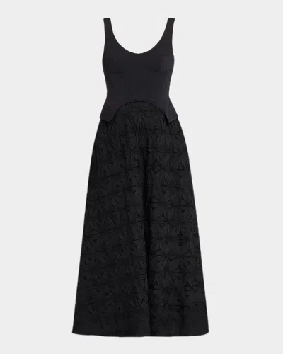 Simkhai Bryony Sleeveless Corset Lace Midi Dress In Black