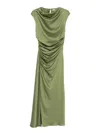 Simkhai Womens Olive Burke Draped Satin Midi Dress In Green