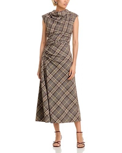 Simkhai Burke Cowl Neck Plaid Dress In Gray