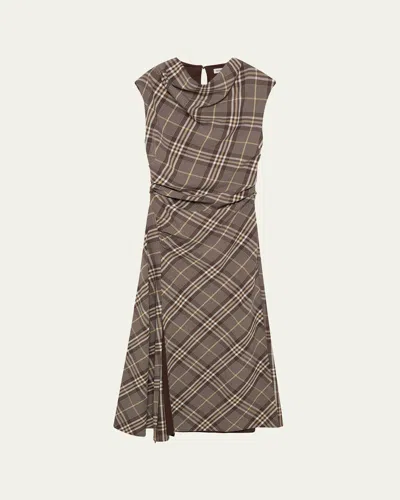 Simkhai Burke Draped Plaid Midi Dress In Multi