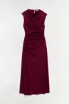 Simkhai Burke Draped Satin Midi Dress In Oxblood In Burgundy