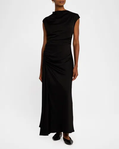 Simkhai Burke Sleeveless Draped Maxi Dress In Black