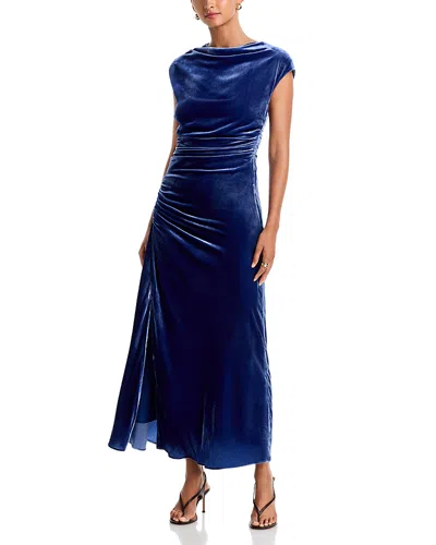 Simkhai Burke Velvet Draped Midi Dress In Blue