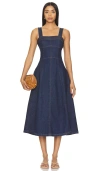 Simkhai Cici Belted-waist Denim Dress In Blue